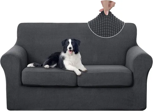 Vista 18 de U-NICE HOME Funda elástica para sofá de 3 piezas, funda de sofá lavable con cojín de asiento individual para sofá de 2 cojines, apta para mascotas