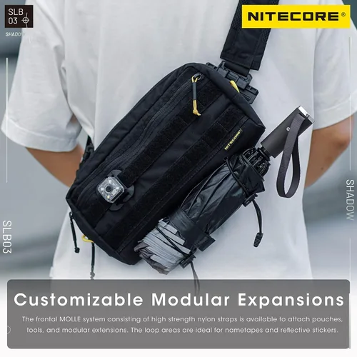 Vista 4 de Nitecore SLB03 - Bolso cruzado convertible para el hombro, bolsa de pecho, paquete de cintura para hombres y mujeres parche, Negro