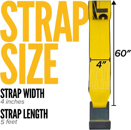 Vista 2 de US Cargo Control - Correa de cabrestante de 10 cm x 1,5 m para contenedores de descarga lateral con gancho plano y extremo cosido, límite de carga