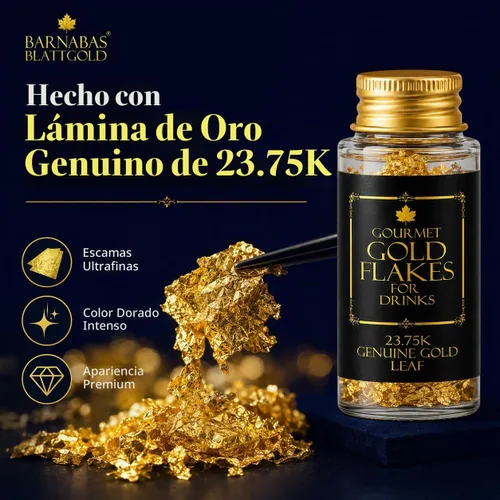Vista 4 de Barnabas - Hojas de hojuelas de oro comestibles para alimentos (bebidas), 1 paquete