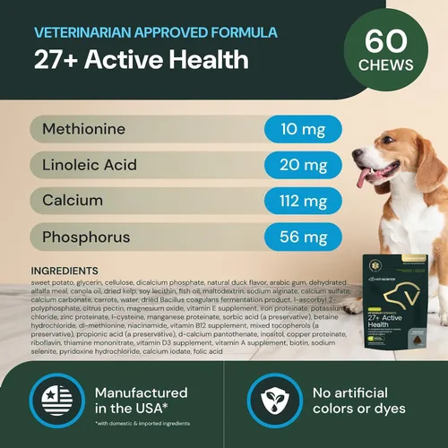 Vista 3 de VetriScience Veterinary Strength 27+ Salud activa, pato, 60 masticables