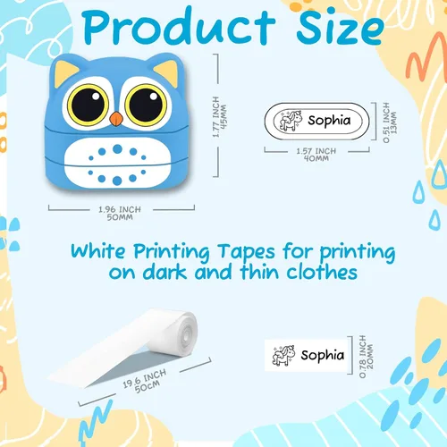Vista 4 de Sello doble (blanco + tinta negra) – Sello con nombre para ropa, sellos de nombre para niños, sello de nombre para niños, sello de nombre