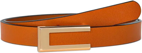 Vista 176 de Cinturón de cuero clásico con hebilla de metal para mujer con vestido de jeans