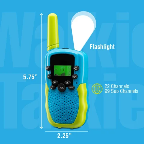 Vista 3 de Walkie Talkies de 22 canales para niños, alcance de 3 millas Paquete de 2 para niños y niñas