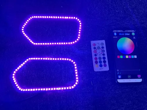 Vista 4 de Sando Tech X2 Ajuste para Polaris Sportsman RZR RGB Cambio de Cambio 2011+ 450 500 570 800 1000 LED Faro Halo Anillos Bluetooth APP y control remoto