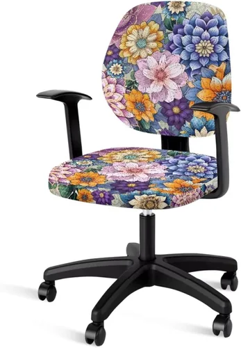 Vista 19 de Funda para silla de oficina de mármol azul, funda para silla de escritorio, sin brazos, fundas para sillas de computadora, 2 piezas, tela elástica