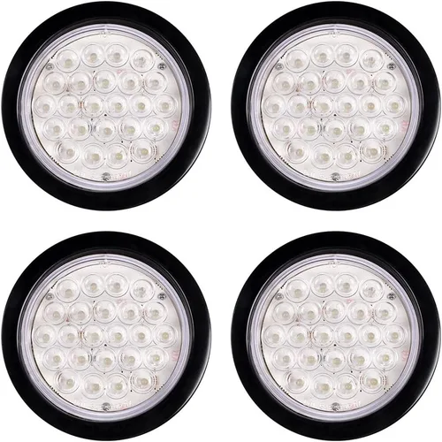 Vista 35 de Astra Depot Juego de 4 unids rojo 4 "redondo 12 LED Stop Running Luz trasera Ojal Plug para vehículo largo camión remolque