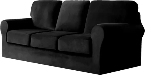 Vista 68 de UNBBRRL Fundas de sofá de 3 piezas para sofá, funda de terciopelo elástico para sillón con 1 funda de cojín de asiento y 1 funda de respaldo