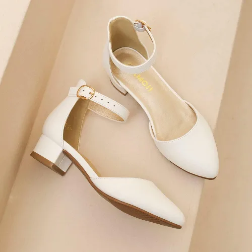 Vista 5 de Amoji Zapatos de vestir con correa de tobillo para niñas, zapatos de vestir para fiesta de boda para niños pequeños y grandes 412