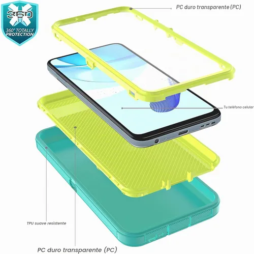 Vista 5 de Funda para Moto G 5G 2023 (sin protector de pantalla) con funda duradera de 3 capas a prueba de caídas, a prueba de golpes, funda de goma sólida