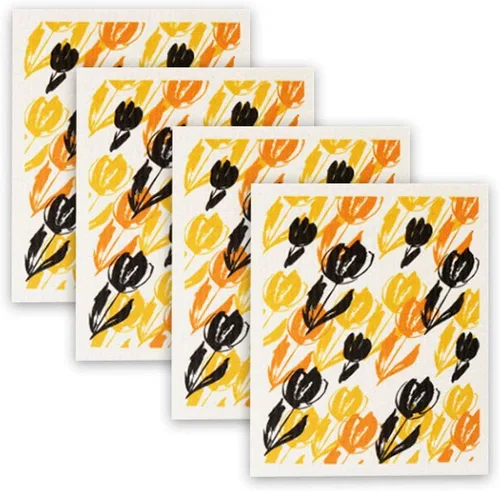 Vista 10 de Juego de 4 paños de cocina suecos reutilizables, absorbentes y de secado rápido, juego de 4 toallitas sin olor (flamenco)