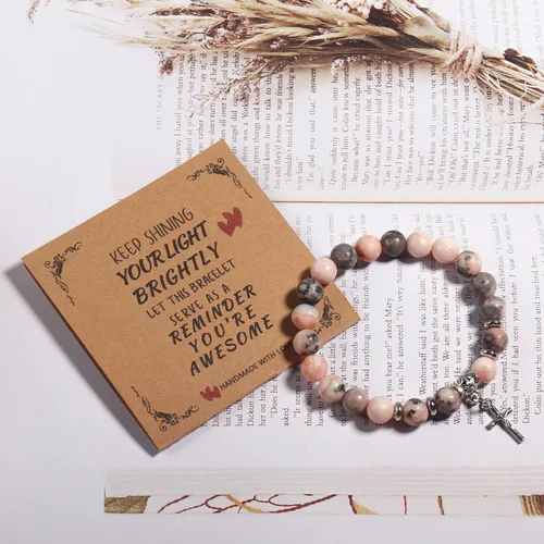 Vista 4 de GVUSMIL Pulseras inspiradoras de cumpleaños para profesoras, regalos para mujeres, pulseras de piedra curativa de la naturaleza, regalos