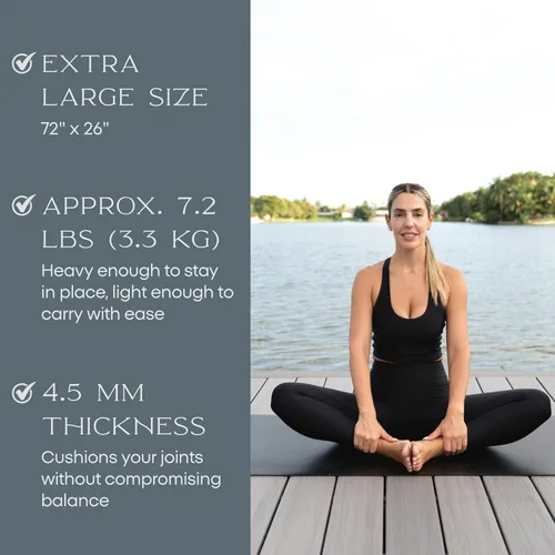 Vista 8 de FFLLOOWW BODY & SOUL Tapete de yoga antideslizante de alta calidad para entrenamiento en casa, gimnasio en casa, yoga y pilates, incluye correa