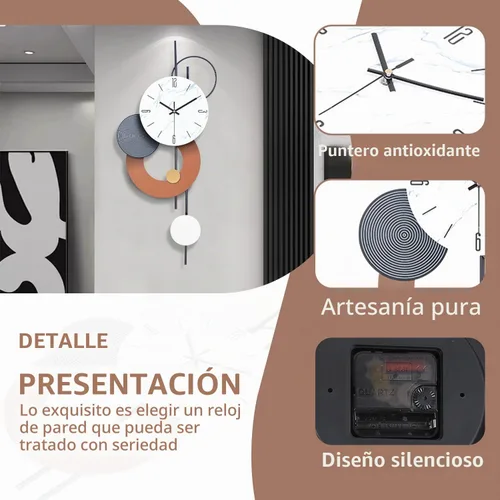 Vista 2 de SIN&MI Relojes de pared decorativos para sala de estar, grandes relojes de metal modernos que funcionan con pilas, arte de pared para el hogar