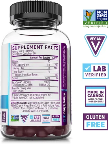 Vista 2 de Zhou Gut Guru - Gomitas de salud intestinal para hombres y mujeres, suplemento de fibra prebiótica y probiótica para la digestión y apoyo a la salud