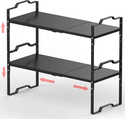 Vista 10 de Jojocross Estante expandible para organizador de gabinete, estante de especias apilable ajustable en la cocina y el baño, para mostrador, despensa
