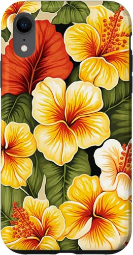 Vista 25 de Hawaiian Tropical Yellow Red Hibiscus Plumeria Case for iPhone 17