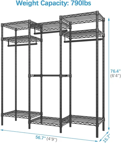 Vista 5 de VIPEK V5i Perchero de Ropa Armarios de Dormitorio Organizador de Closet Independiente, Closet Guardarropa Portátil Perchero de Ropa Resistente con 8