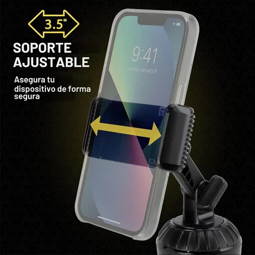 Vista 3 de Scosche UHCUP2M-SP1 - Soporte universal para teléfono con brazos ajustables y base ajustable, se expande para adaptarse al portavasos, rotación