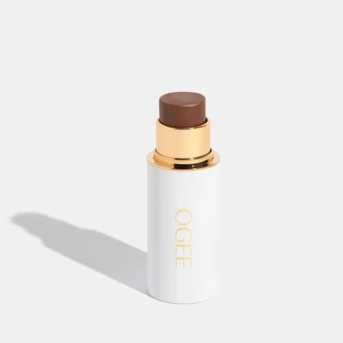 Vista 2 de Ogee Bronze & Blend Duo - Juego de brochas esculpidas en cobre y licuadora, bronceador orgánico certificado y brocha de maquillaje de calidad