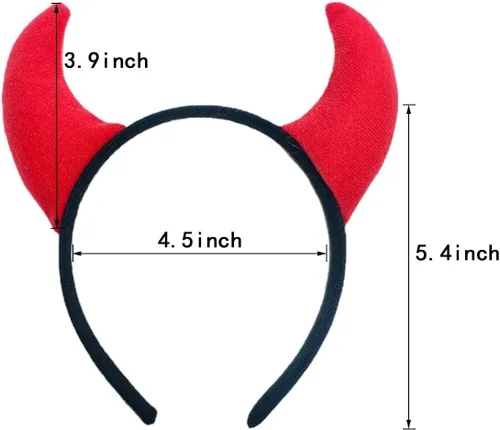 Vista 4 de Disfraz de Halloween de cuernos de diablo para mujeres y hombres, accesorios de diadema de Fancy Evil
