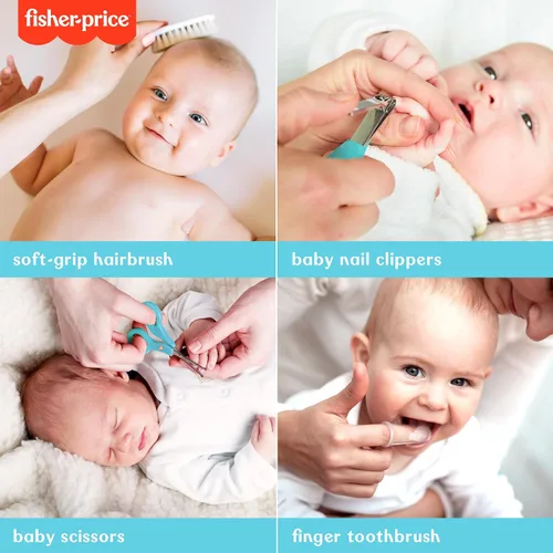 Vista 5 de Smart Care Fisher-Price - Kit de aseo para bebés de 12 piezas, artículos esenciales para recién nacidos, juego de regalo para bebés, incluye kit