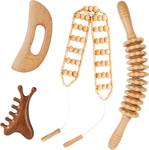 Vista 10 de 3 Piezas Herramientas de Masaje de Terapia de Madera Masajeador de Drenaje Linfático Masajeador de Madera Herramientas de Escultura Corporal
