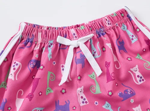 Vista 4 de Paquete de 3 pantalones cortos deportivos para niñas, pantalones cortos de entrenamiento para correr, con delfín, gimnasio, con lazo, 3-10 años