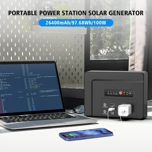 Vista 2 de powkey Estación de Energía Portátil 100W Nominal, Generador Portátil Pequeño de 97Wh con Salida de CA 110V/PD 65W Carga Rápida USB C, Cargador