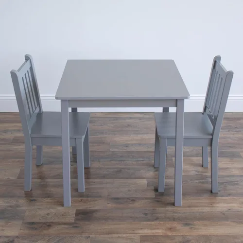 Vista 7 de Humble Crew Toddler Table and Chair Set for Kids, Wood Activity Furniture Gris