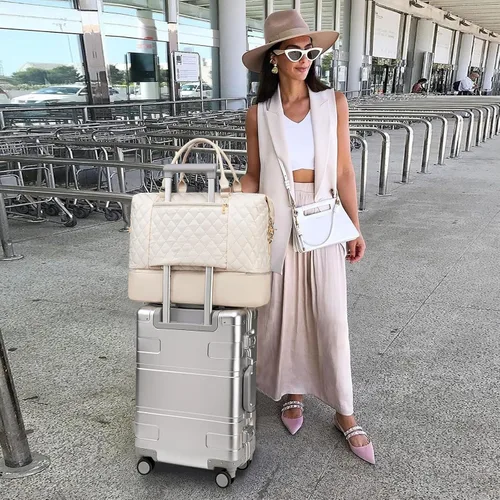 Vista 49 de CAMTOP - Bolsa de viaje de fin de semana para mujer, bolsa de lona con espacio para laptop de15.6 pulgadas