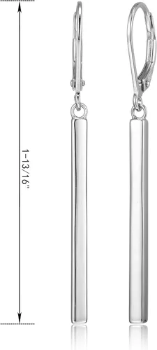 Vista 4 de Amazon Essentials Aretes colgantes de oro amarillo de 18 quilates o oro rosa de 14 quilates sobre plata esterlina (anteriormente colección Amazon)