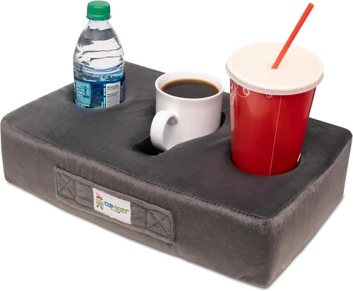 Vista 10 de La almohada Cup Cozy original gris - Como se vio en la televisión - ¡El mejor portavasos del mundo para sofá/cama/coche para Negro
