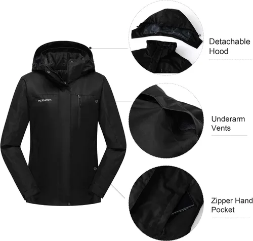 Vista 4 de Chaqueta de esquí 3 en 1 para mujer, impermeable, para invierno, para snowboard, montaña