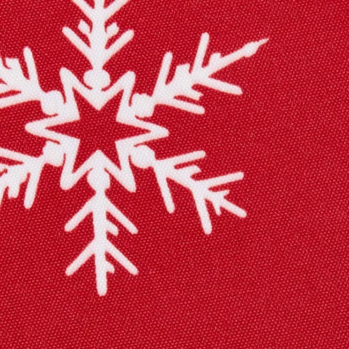 Vista 4 de Violet Linen Manteles rojos decorativos con diseño de copos de nieve navideños - 60" redondos