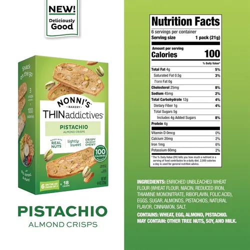 Vista 2 de Nonni's Pistachio Almond Thins (18 galletas - 6 paquetes de 3)