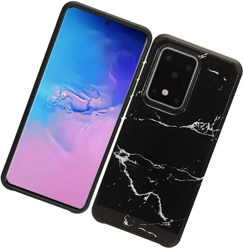 Vista 5 de Para Samsung Galaxy S20 Ultra 6.9" (SM-G988) - Funda para teléfono con imagen a prueba de golpes - AD1 mármol negro Mármol negro AD1