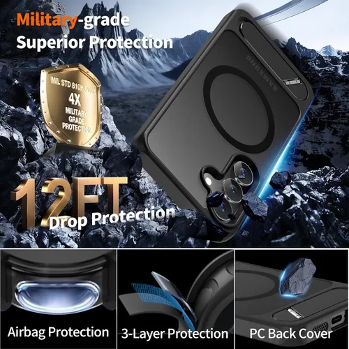 Vista 5 de Hualele - Funda magnética para Samsung Galaxy S24 Plus/S25 Plus con soporte de metal, [compatible con MagSafe]