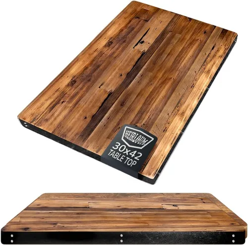 Vista 33 de Mesa de madera recuperada, pieza de madera reciclada rústica perfecta para cocinas, comedor y mesas auxiliares