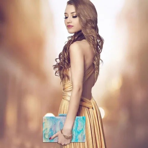 Vista 5 de YYW Monederos de mano de acrílico para mujer de boda bolso cruzado de noche multicolor con cadena desmontable