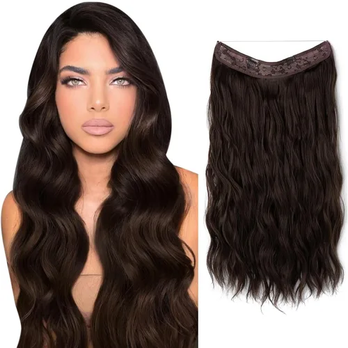 Vista 13 de SARLA Extensión de Cabello con Alambre Invisible con 3 Clips Pieza de Cabello Sintética Corta de Ondas de Playa Diadema Transparente Ajustable