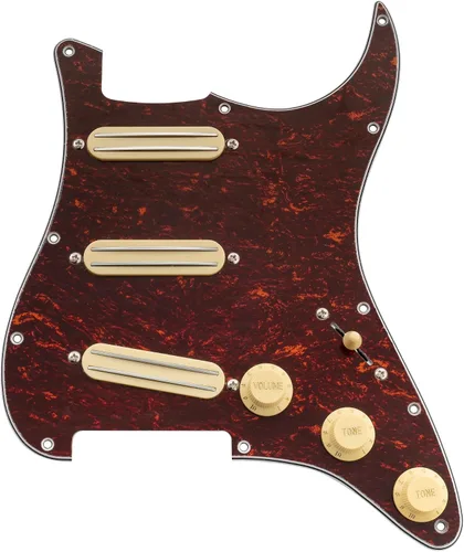 Vista 15 de Musiclily Golpeador ST-SSS básico precableado con mini riel de cerámica Humbucker para guitarra eléctrica Strat Style, 3 capas blanco envejecido