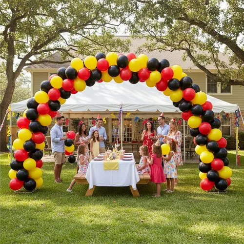 Vista 6 de KADBANER Globos rojos, amarillos y negros, paquete de 100 globos de látex de 12 pulgadas
