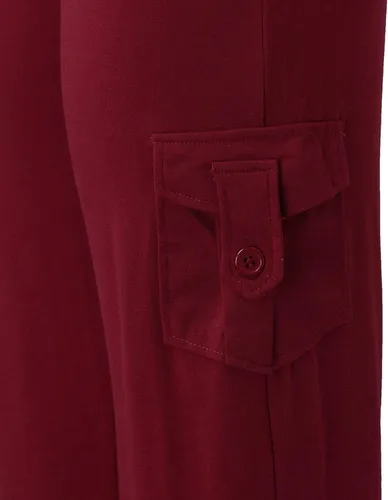 Vista 5 de Pantalones cargo para mujer, talla grande, color sólido, cintura media, pierna ancha, casual, ajuste holgado, pantalones deportivos con bolsillos