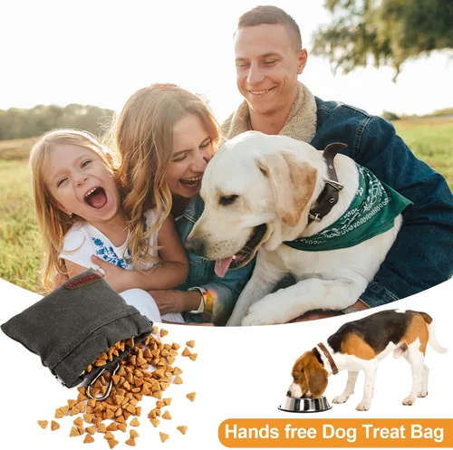 Vista 5 de VZZNN 2 bolsas de golosinas para perros, bolsa de recompensa de entrenamiento para perros, bolsa portátil para pasear perros con cierre automático