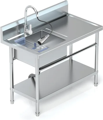 Vista 14 de 39in Large Capacity Stainless Steel Utility Sink with 2-Water Outlet Modes
