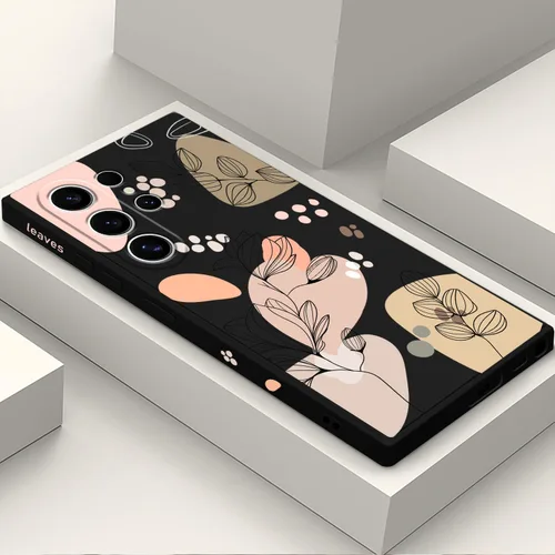 Vista 28 de LEECG para Samsung Galaxy S24, funda con diseño de patrón floral creativo S24, protección contra caídas, suave, ultradelgada, resistente a los negro