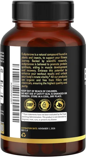 Vista 8 de Earth Elixir Suplementos de Ecdysterone 900 mg (180 cápsulas) – Hecho en Estados Unidos – Suplementos de construcción muscular para hombres con 95%