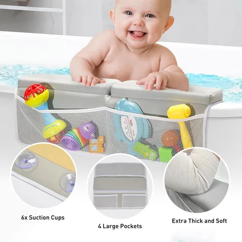 Vista 5 de Cómodo juego de rodilleras y coderas de baño, juego de tapetes de baño de espuma viscoelástica gruesa antideslizante de secado rápido para bebé