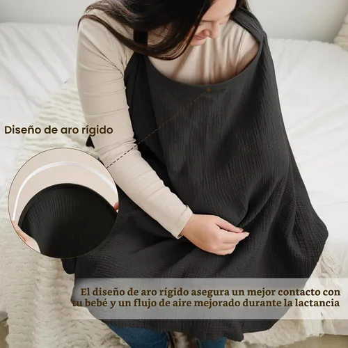 Vista 3 de Konssy Funda de Lactancia de Muselina para Amamantamiento de Bebé, Transpirable 100% Algodón Funda de Lactancia con Aro Rígido para Delantal